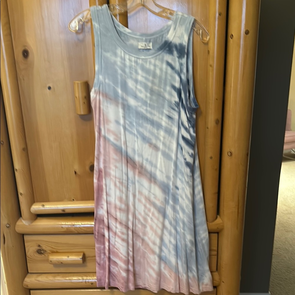 Tie-Dye Sleeveless Dress - Blue and Pink